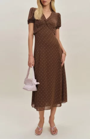 REFORMATION Michelle Puff Sleeve Midi Dress