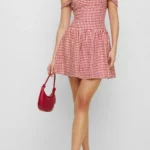 Sora Gingham Off the Shoulder Linen Minidress Thumbnail 1