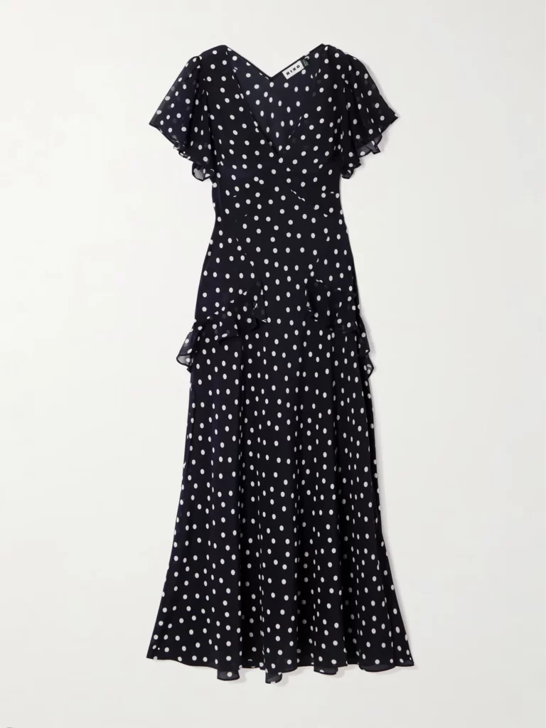 Evie Ruffled Polka-dot-silk-chiffon Midi Dress Full Size Image 4