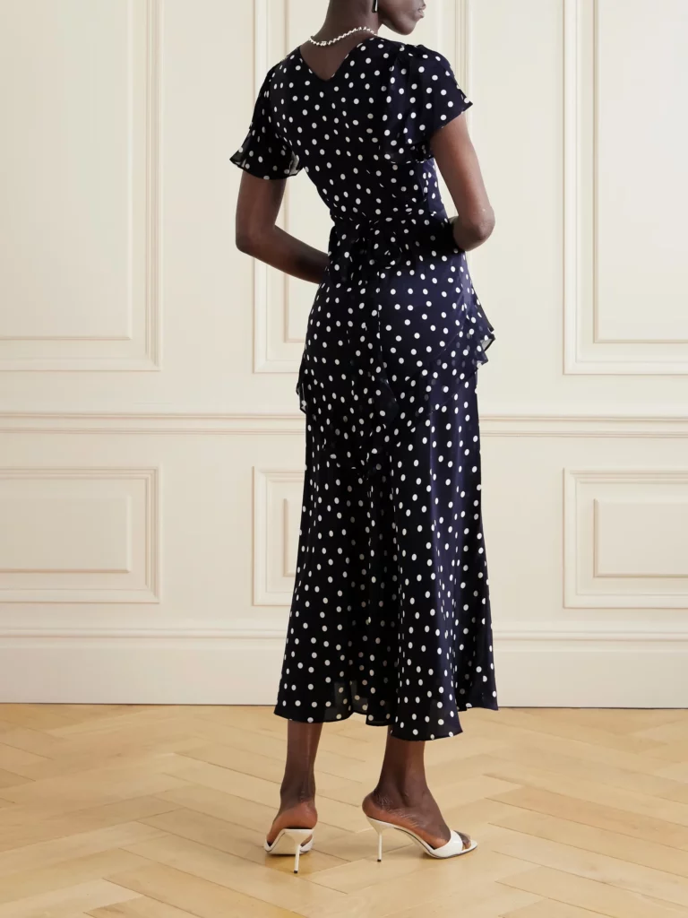 Evie Ruffled Polka-dot-silk-chiffon Midi Dress Full Size Image 3