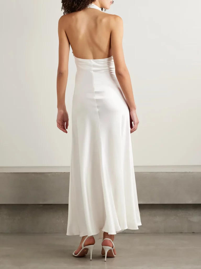 Embellished Silk-charmeuse Halterneck Gown Full Size Image 3