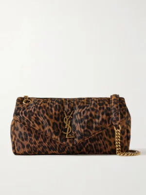 SAINT LAURENT Calypso Small Padded Leopard-print Faille Shoulder Bag