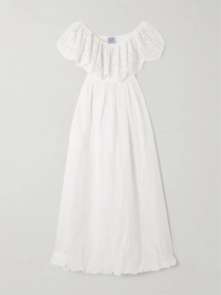 Milos Ruffled Broderie Anglaise Linen and Cotton-blend Maxi Dress Full Size Image 3