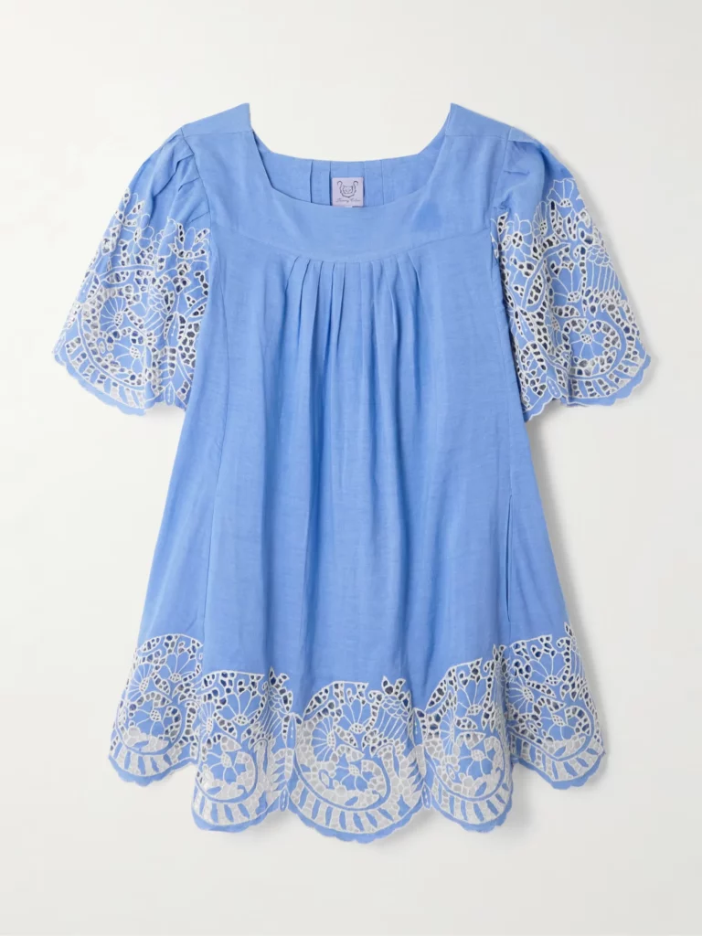 Scarlett Broderie Anglaise Linen and Cotton-blend Mini Dress Full Size Image 2