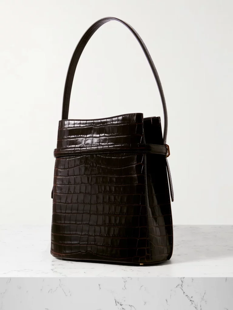 Belted Croc-effect Leather Tote Full Size Image 5