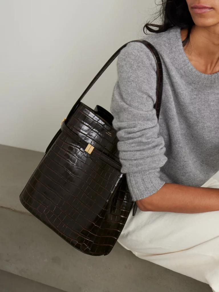 Belted Croc-effect Leather Tote Full Size Image 3