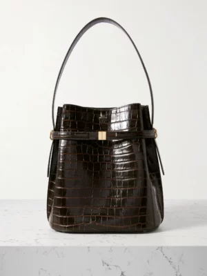 TOTÊME Belted Croc-effect Leather Tote