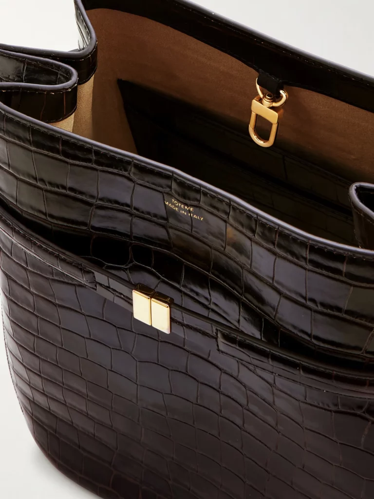 Belted Croc-effect Leather Tote Full Size Image 2
