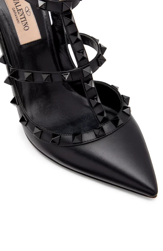 Rockstud Patent T-strap Pointed Toe Pump Full Size Image 3