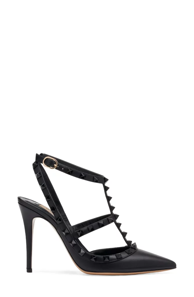 Rockstud Patent T-strap Pointed Toe Pump Full Size Image 2