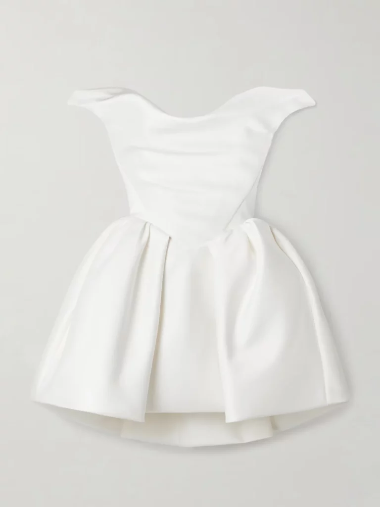 Bagatelle Off-the-shoulder Gathered Duchesse Mini Dress Full Size Image 3