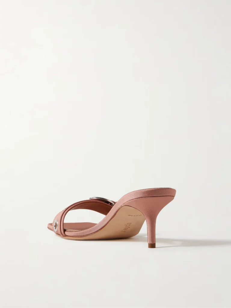 Ilvy Buckle-embellished Faille Mules Full Size Image 3