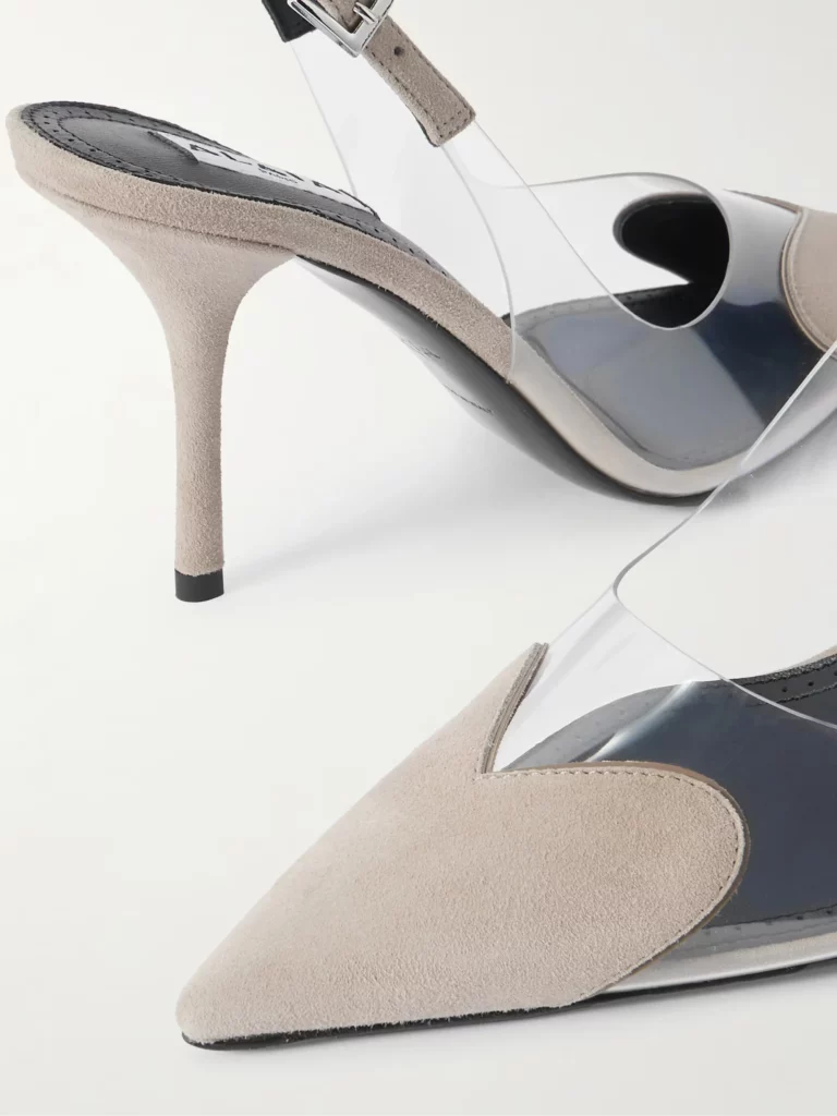 Le Coeur 90 Suede and PVC Slingback Pumps Full Size Image 3