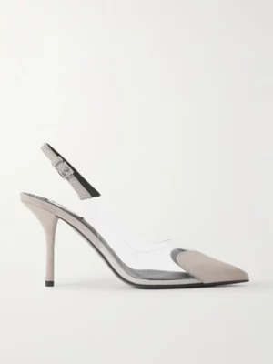 ALAÏA Le Coeur 90 Suede and PVC Slingback Pumps