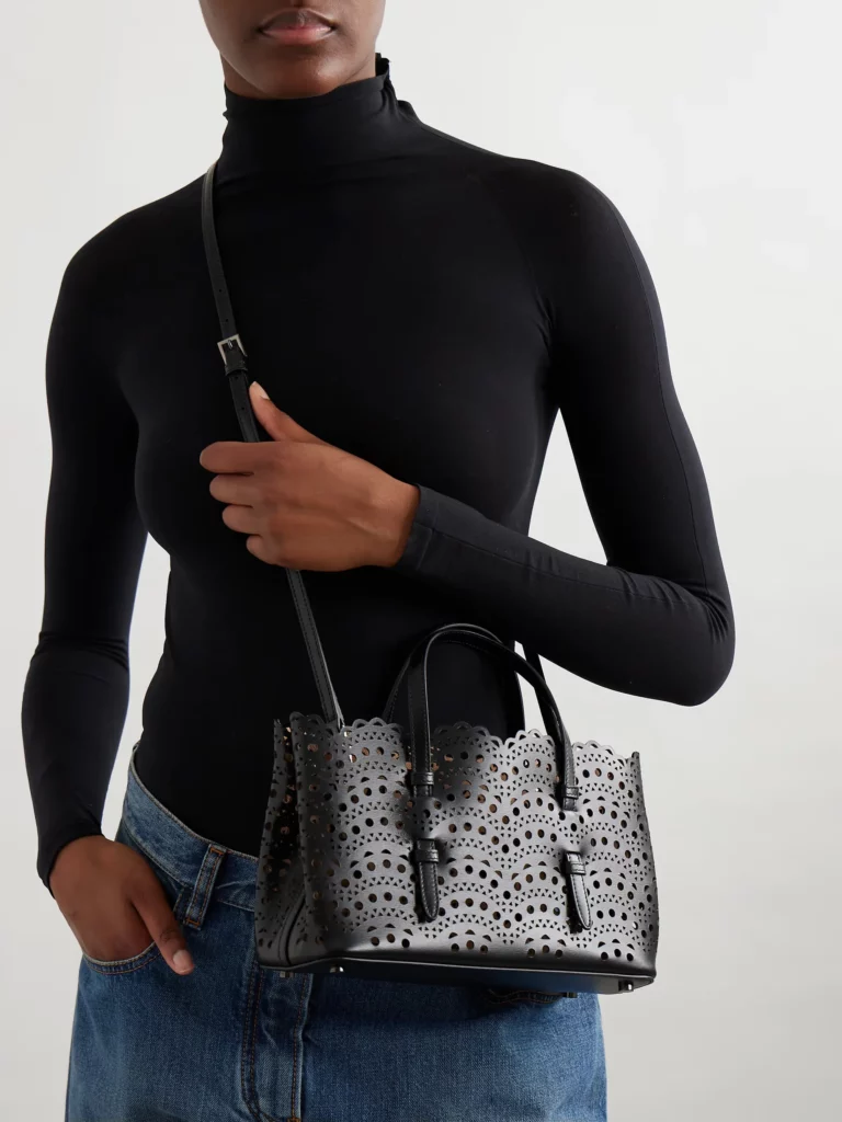 Mena 25 E/W Medium Laser-cut Leather Tote Full Size Image 3
