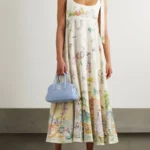 Anouk Colantoni Ballet Tie-detailed Printed Shirred Linen Dress Thumbnail 1
