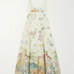 Anouk Colantoni Ballet Tie-detailed Printed Shirred Linen Dress Thumbnail 3
