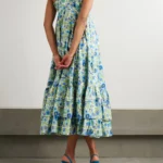 Pam Tiered Pintucked Floral-print Organic Cotton-poplin Midi Dress Thumbnail 2