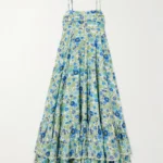 Pam Tiered Pintucked Floral-print Organic Cotton-poplin Midi Dress Thumbnail 4