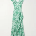 Asymmetric Ruffled Printed Silk-satin Maxi Dress Thumbnail 4