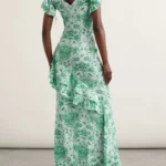 Asymmetric Ruffled Printed Silk-satin Maxi Dress Thumbnail 2