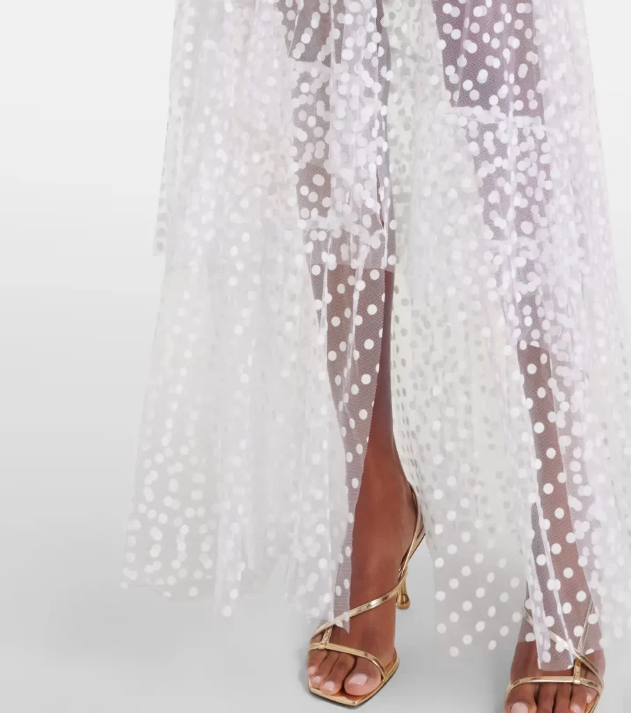 Carmen Polka-dot Tulle Maxi Dress Full Size Image 3