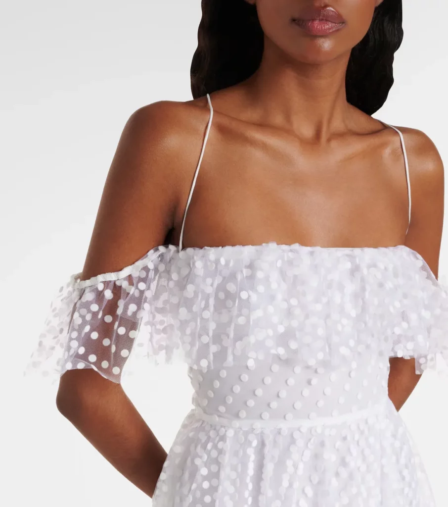 Carmen Polka-dot Tulle Maxi Dress Full Size Image 2