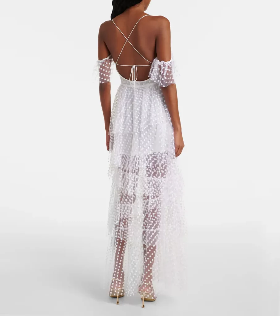 Carmen Polka-dot Tulle Maxi Dress Full Size Image 6