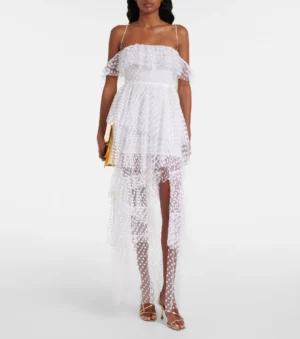 ALEXANDRA MIRO Carmen Polka-dot Tulle Maxi Dress