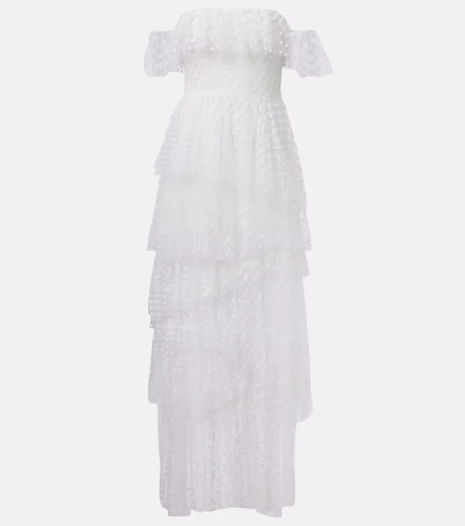 Carmen Polka-dot Tulle Maxi Dress Full Size Image 5