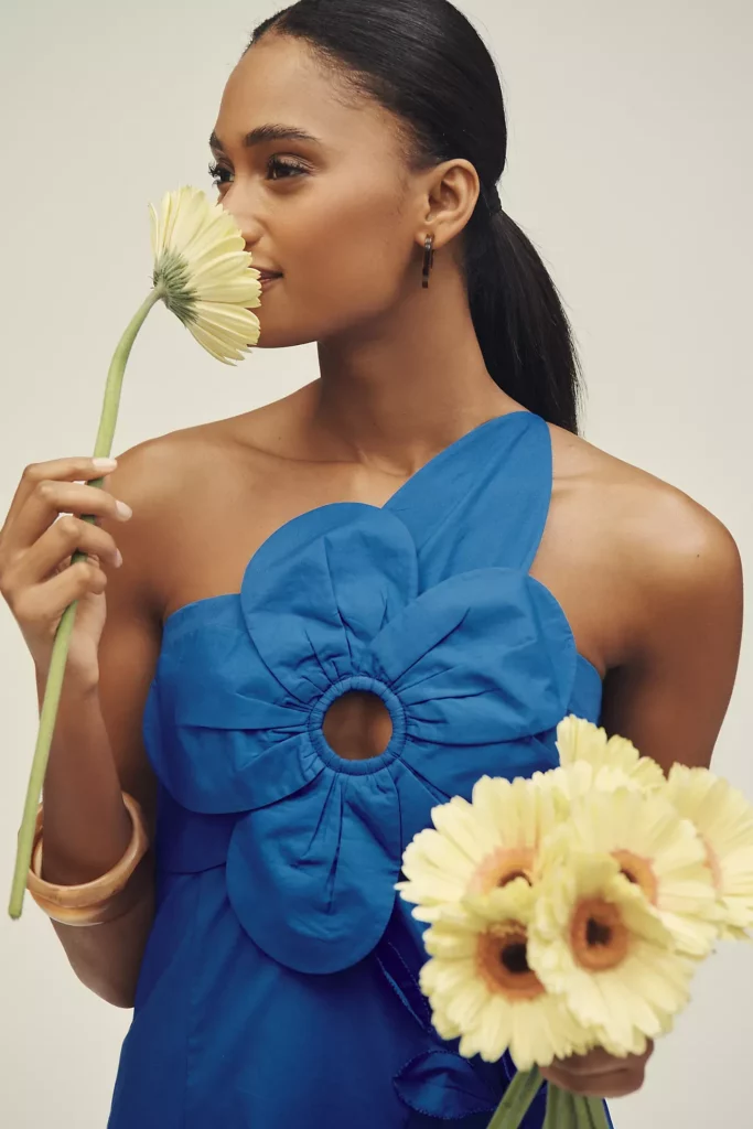 One-shoulder Cutwork Dress Full Size Image 2
