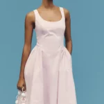 Sleeveless Scoop-neck Basque-waist Midi Dress Thumbnail 2