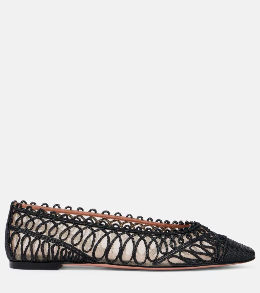 Kahlo Raffia and Mesh Ballet Flats Full Size Image 1