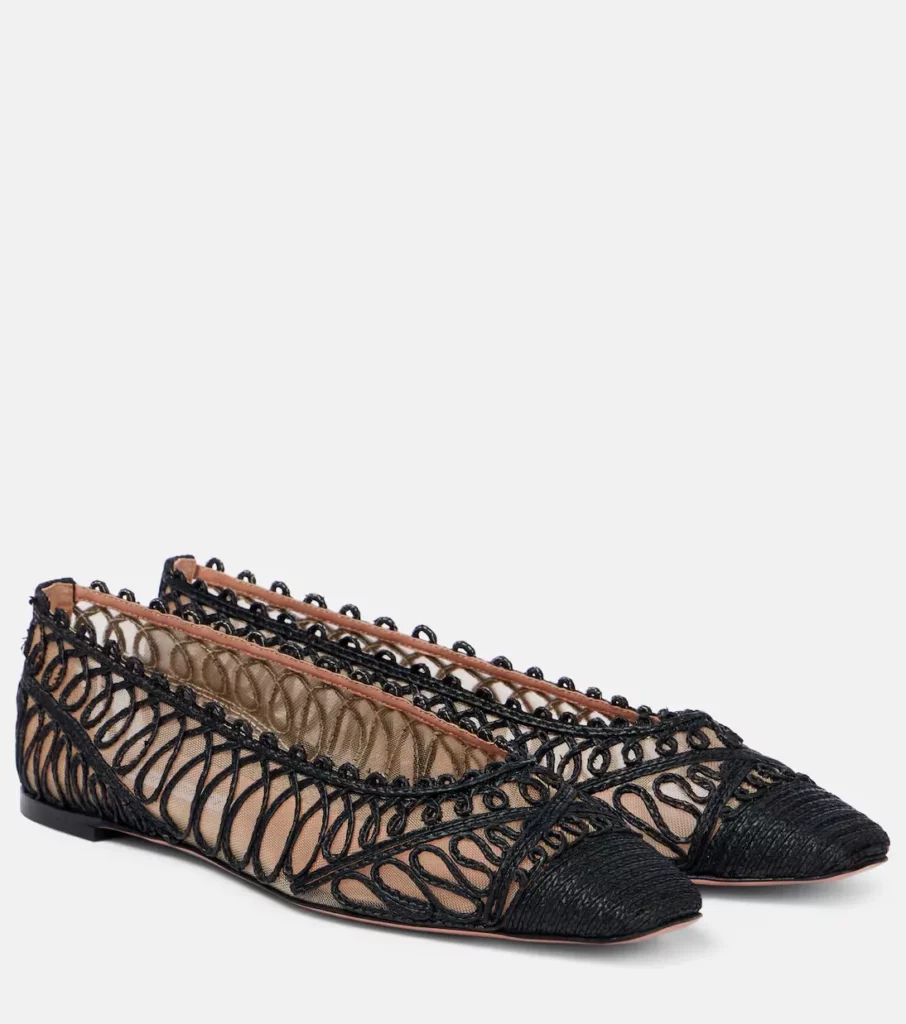 Kahlo Raffia and Mesh Ballet Flats Full Size Image 5