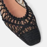 Kahlo Raffia and Mesh Ballet Flats Thumbnail 4