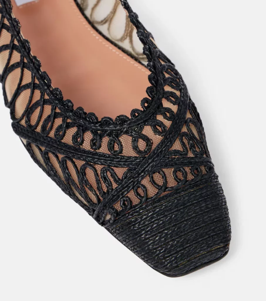Kahlo Raffia and Mesh Ballet Flats Full Size Image 4