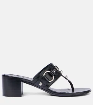 BALENCIAGA City 50 Studded Leather Thong Sandals