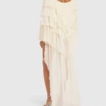 Draped Silk Crepe Dress with Train Thumbnail 4