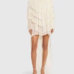 Draped Silk Crepe Dress with Train Thumbnail 1