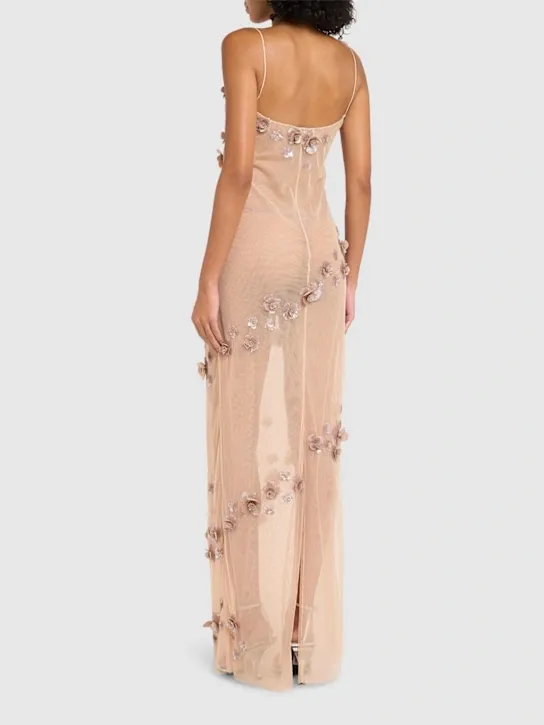 Embroidered Tulle Long Dress Full Size Image 5