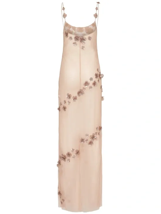 Embroidered Tulle Long Dress Full Size Image 4