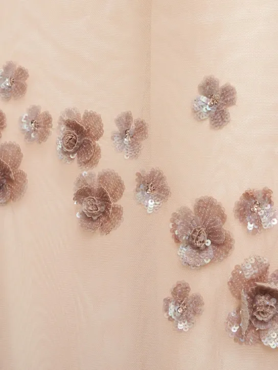 Embroidered Tulle Long Dress Full Size Image 3