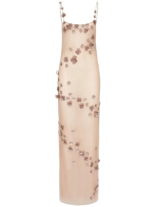 Embroidered Tulle Long Dress Full Size Image 2