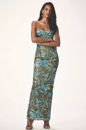 BRONX AND BANCO Strapless Sequin Dahlia Gown