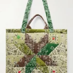 Cabas Maxi Embroidered Quilted Patchwork Printed Cotton Tote Thumbnail 1