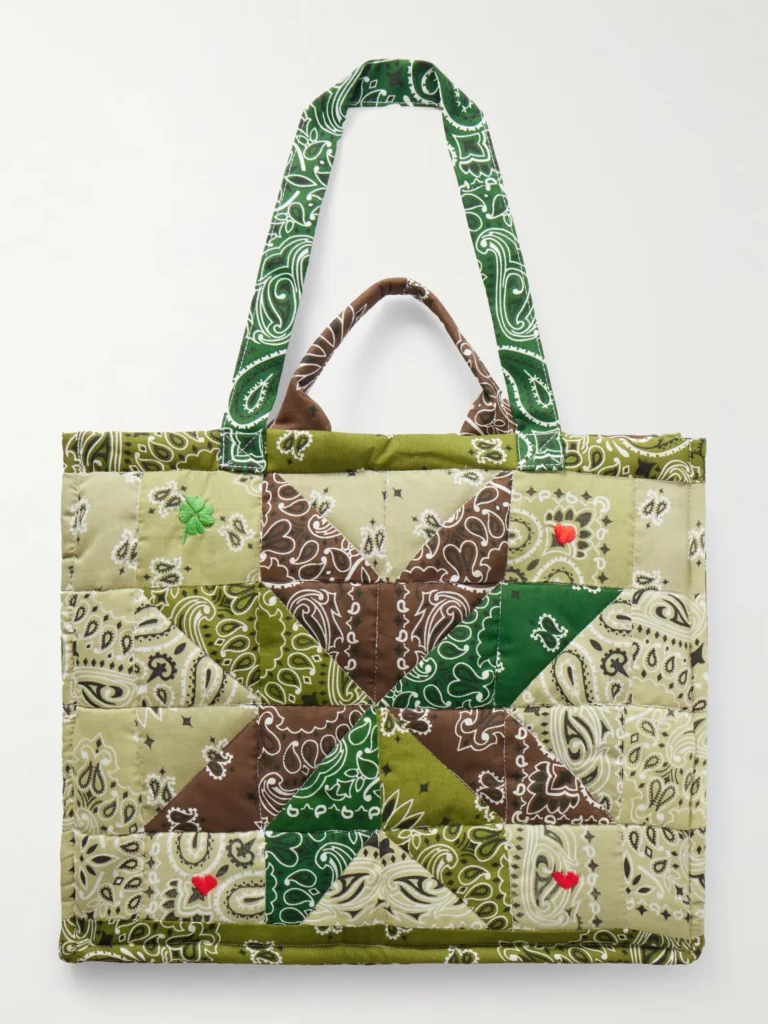 Cabas Maxi Embroidered Quilted Patchwork Printed Cotton Tote Full Size Image 1