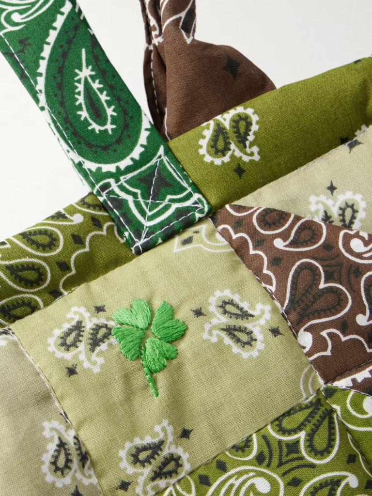 Cabas Maxi Embroidered Quilted Patchwork Printed Cotton Tote Full Size Image 3