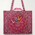 Cabas Maxi Embroidered Quilted Printed Cotton Tote Bag Thumbnail 1