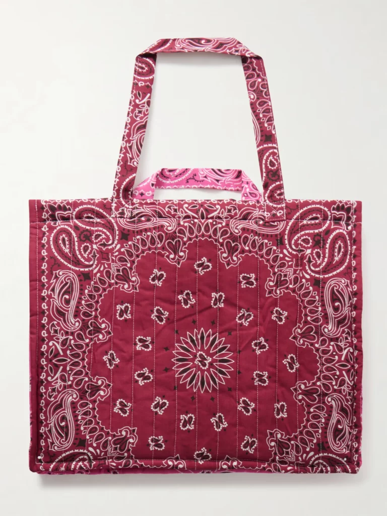Cabas Maxi Embroidered Quilted Printed Cotton Tote Bag Full Size Image 3
