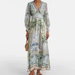 Printed Silk Crepe Maxi Dress Thumbnail 1